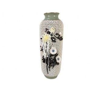 Ceramic Reticulated Decorative Vase China | Floral Appliqué